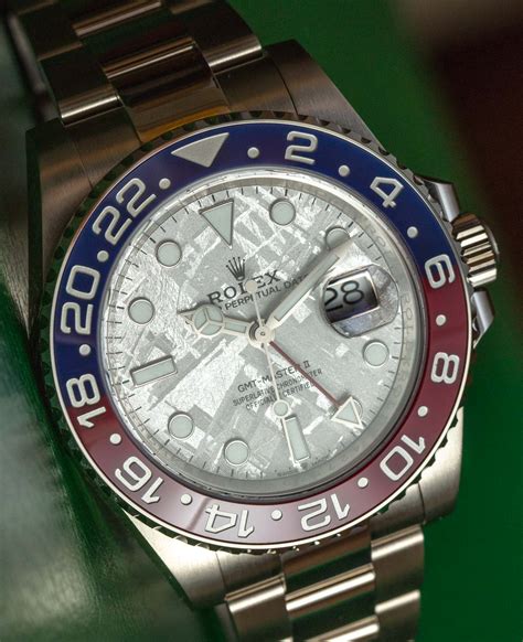 rolex gmt ii pepsi meteorite|Rolex with meteorite face.